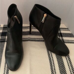 Diane Von Furstenberg Black Leather High Heel Ankle Boots Made in Italy Size 8M